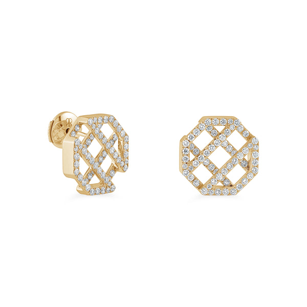 Octagon Full Diamond Earrings