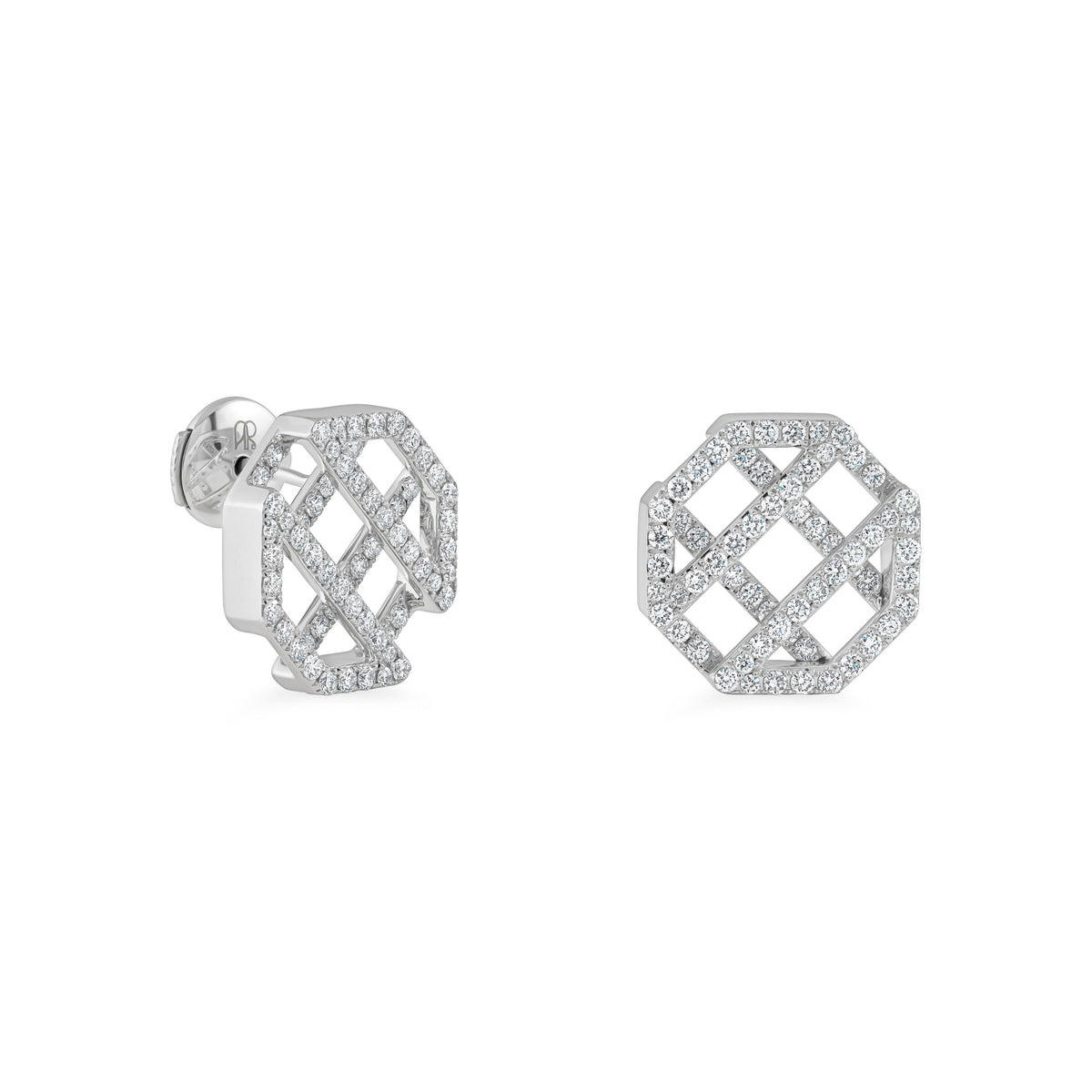 Octagon Full Diamond Earrings